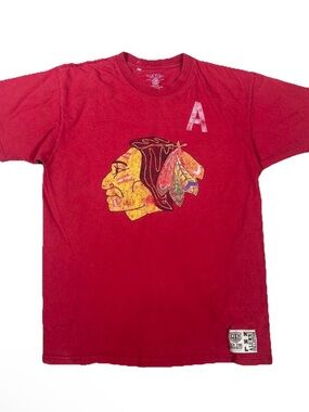 NHL Chicago Blackhawks Hull Short Sleeve Red T-Shirt Mens Large Old Time Hockey